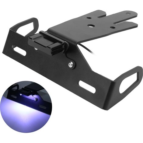Support de plaque d'immatriculation moto avec feu LED, compatible Kawasaki ER-6N/F 2012-2015, porte-plaque arrière robuste, éclairage intégré, fixation facile, accessoire moto. (1/5)