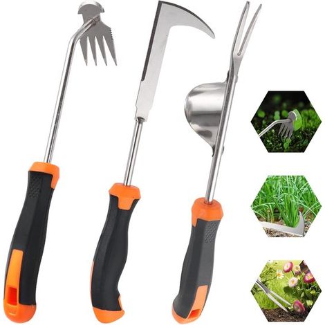 Désherbeur manuelle en 3 parties, arrache-mauvaises herbes, débroussailleuse, arrache-racines, truelle de jardin (1/5)