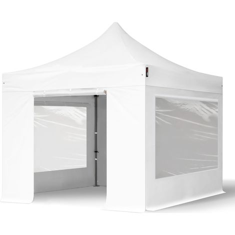 TOOLPORT PopUp Gazebo Party Tent 3x3m - with panorama windows PREMIUM 100% waterproof roof marquee white