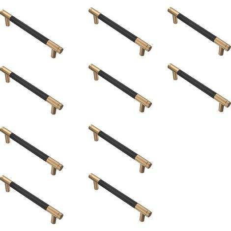 Set of 10 handles of furniture of kitchen stains and golden of 128 mm, in aluminum gold, with screw, for offices, drawers, cabinets and cabinets (1/5)