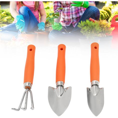 Ensemble d'outils de jardinage (3 pièces) : mini pelle de jardin, petit râteau, kit de plantation pour plantes grasses, pelle à ameublir la terre. (1/5)