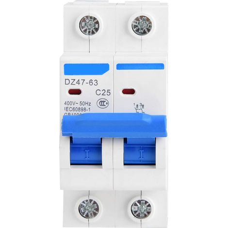 Disjoncteur, DZ47-63 2P Disjoncteur miniature Protection contre les fuites Commutateur d'air 400VAC(25A) (1/5)