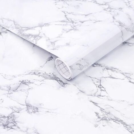 White Marble Contact Paper, 40cmx300cm Self-Adhesive Vinyl Wallpaper for Furniture, Kitchen Countertops, Cabinets, Shelves, Easy to Install (1/5)