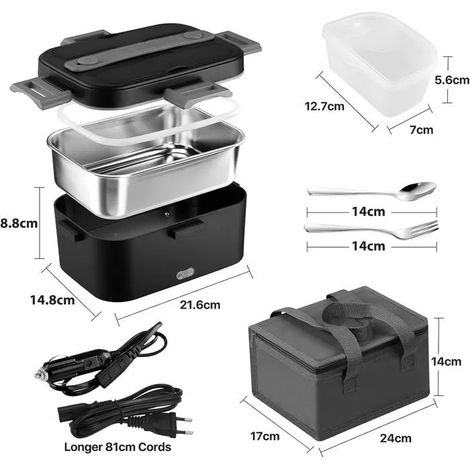Boîte repas chauffante électrique 2L 60W, Convient pour voiture camion bureau 220V 24V 12V (1/4)