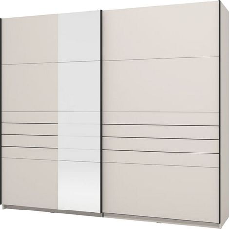 Großer Peio Kleiderschrank, Schlafzimmer, 2 Regale, Schiebetüren, 245x217,5h cm, Cremeweiß