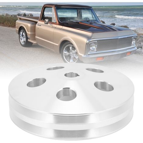 Poulie de pompe de direction assistée en aluminium chromé à 2 fentes, clavette, adaptée aux Chevy Gm jusqu'en 1972 (25132). (1/5)