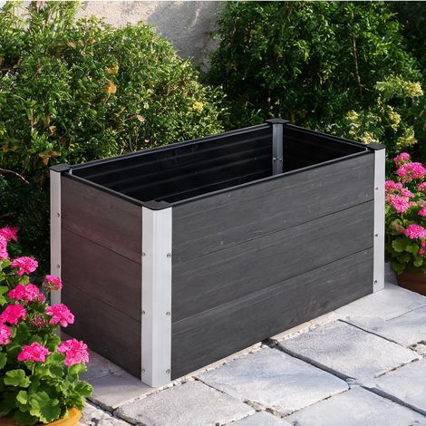 Jardinière surélevée rectangulaire en WPC et aluminium gris 100 (1/5)