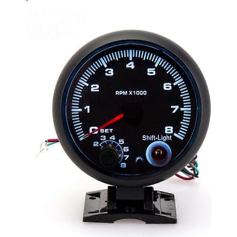 Compte-tours universel 12 V à rétroéclairage LED avec témoin de changement de vitesse bleu pour voiture à essence, 0-8000 tr/min