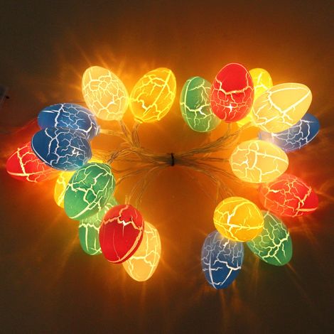 20 LED-Ostereier-Lichterkette, 3 m lange Ostereier-Lichterkette, Ostereier-Dekoration für Partys, wasserdichte, batteriebetriebene Lichterkette [NX] (1/5)
