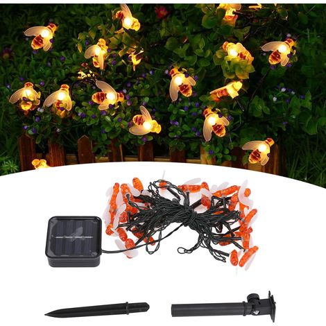 Solarbetriebene LED-Lichterkette mit Bienenmotiv, wasserdicht, geeignet für Gärten und Terrassen, warmweiß, 6,5 m. (1/5)
