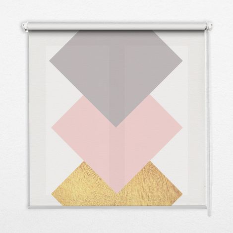 Innenrollo Fensterrollo - Rollo ohne Bohren - Sichtschutzrollo - Lichtdurchlässiges Rollo - Rechteckiges - Rollo - (140 cm x 140 cm) - Überlappende Quadrate