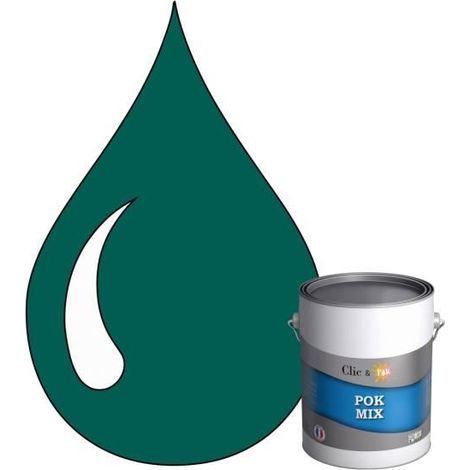 Peinture d'Accroche et Finition 2 en 1 - POK - POK MIX Vert - Acrylique Satinée - RAL 6026 - 1L (1/4)