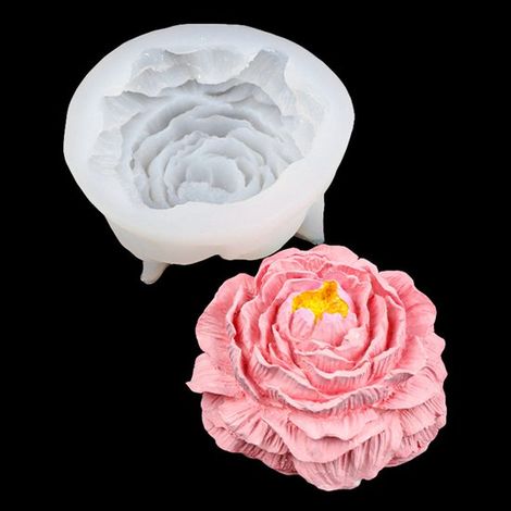 Molde de silicona con forma de peonía grande para velas，moldes de yeso para jabón artesanal，para hacer un molde，tamaño 98.74CM (1/4)