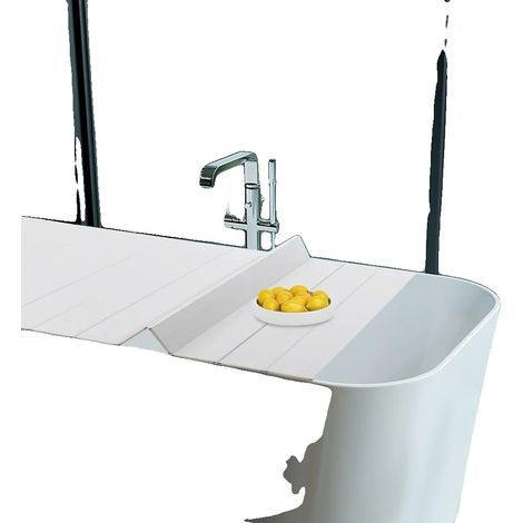 Couvercle de baignoire, pliable, étanche, Blanc (1/2)
