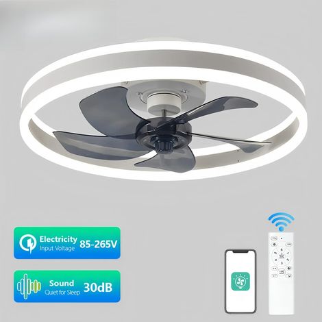 Moderne intelligent LED ventilateur de plafond 50cm lampe avec télécommande chambre salon ventilateur de plafond luminaires décoration de la maison, Blanc (1/5)