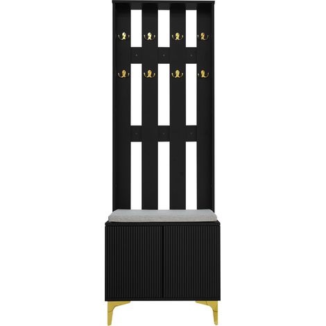 Ensemble de vestiaire avec banc à chaussures et coussin, façade de vestiaire avec crochets [OLD SKU:WF32579234W] (1/5)