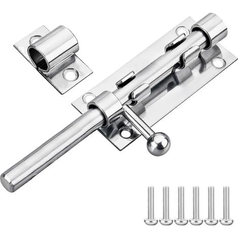 errou de Porte 125mm en Acier Inoxydable avec Trou de Cadenas, Loquet de Sécurité Coulissant pour Portails en Bois et Portes Extérieures (1/5)