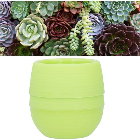 Mini Pots de Fleurs en Plastique Vert pour Plantes Décoration Bureau et Maison - Lot de 1 Pot de 7,5x8cm avec Trou d'Évacuation - Cute pour Jardinière (1/5)