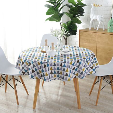 Nappe ronde, 150 cm, nappe triangulaire colorée de style nordique pour table de jardin ou de cuisine (1/5)