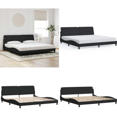 Bettgestell ohne Matratze Schwarz 200x200 cm Samt - Bettsystem - Doppelbett - Boxspringbetten - Samtbett - Schwarzes Bett - Home & Living (1/5)