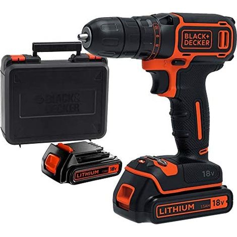 BLACK+DECKER - 18V Akku-Bohrschrauber, 2x 1,5 Ah Li-Ion Akku, Ladegerät BDCDC18KB-QW (1/5)