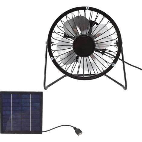 Ventilateur USB solaire 5V 2,5W – Mini portable – Pour serre, niche chien, camping-car, remorque (1/5)