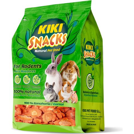 Kiki Snack Zanahoria Natural Deshidratada - Snack para Roedores - 125 g