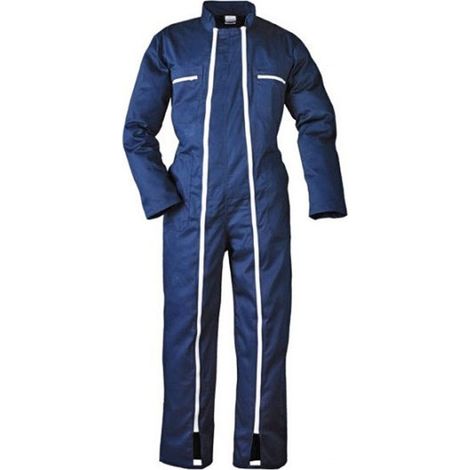 Coverguard – Combinaison de protection bleu de travail XL – 65% polyester, 35% coton – Fermeture double zip – Taille 52/54 pour chantiers humides