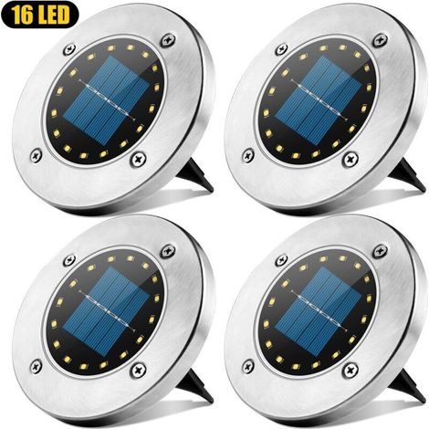 Lumière Solaire Extérieur, 16 LED Spot Lampe Solaire Jardin Etanche IP65 Pelouse Lumière Decorative pour Chemin Jardin Terrace Cour Pelouse White-4 Pieces -RAPANDA (1/5)
