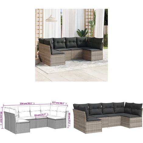 vidaXL Salon de jardin 6 pcs avec coussins gris clair résine tressée (1/3)