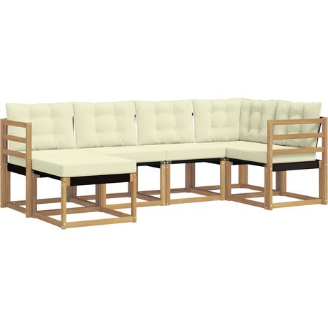 Conjunto de sofás de exterior 6 uds. Blanco y Crema vidaXL