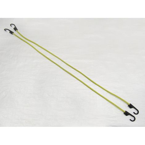 x2 8MM X 1000MM Yellow Shock Cord Assemblies With Plastic Hooks - Elastic Bungee Tie Down