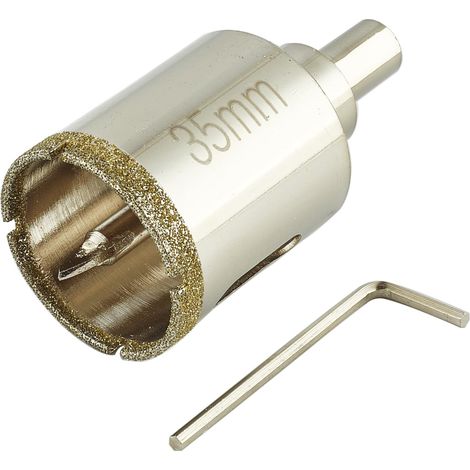 Scie cloche diamant de 35mm avec foret pilote, pointe pour carrelage de 35mm avec foret de guidage au centre pour verre, porcelaine, carrelage, céramique, marbre et granit (1/5)
