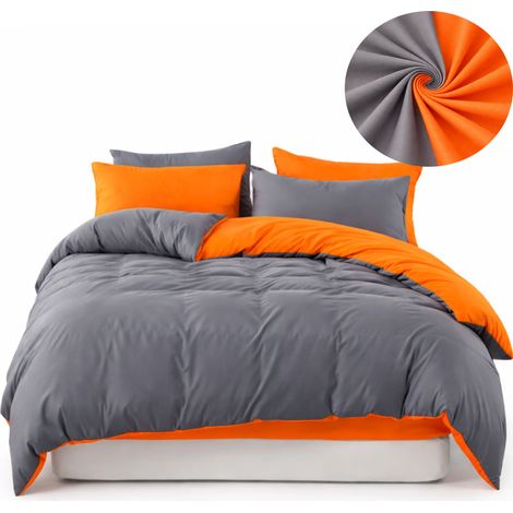 Juego de cama de algodón de doble cara de 160x200 cm + cremallera + sábana bajera ajustable (1/5)