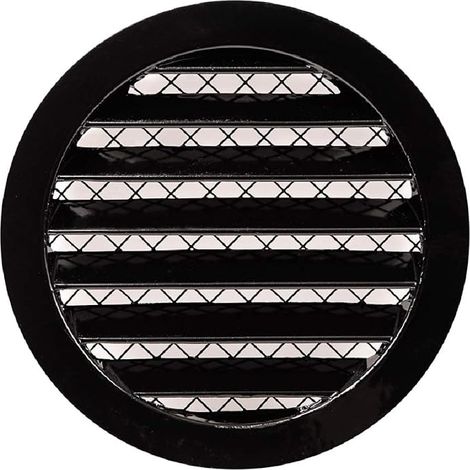160 mm Round Ventilation Grille with Mesh - Air Vent - Aluminium Black (1/2)