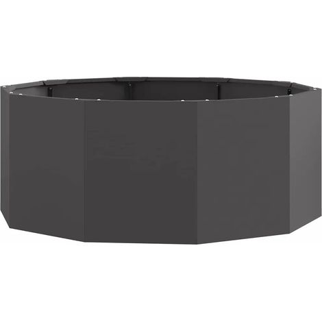 Jardinière ronde moderne extérieure 90 x 90 x 35 cm design chic minimaliste en acier noir (1/5)