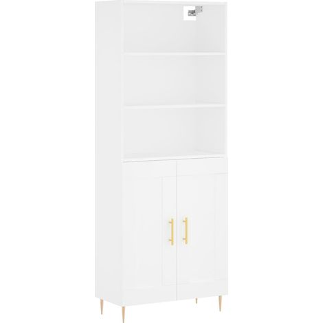 Aparador cómoda cómoda armario mueble organizador cocina salón salón alto 69,5 x 34 x 180 cm madera contrachapada blanco 020032614