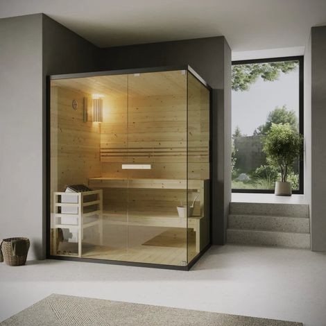 Sauna finlandese da interno 3 4 persone 200x150cm h190 in legno di abete Kivi