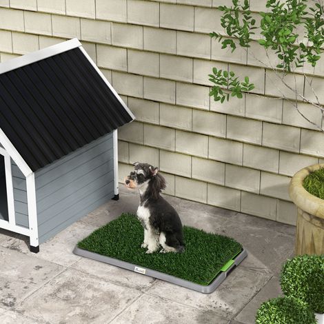 Toilettes pour chiens avec 2 tapis en herbe,plateau pour l’apprentissage de la propreté,toilettes intérieures à l’extérieur,vert 67 x 41 cm