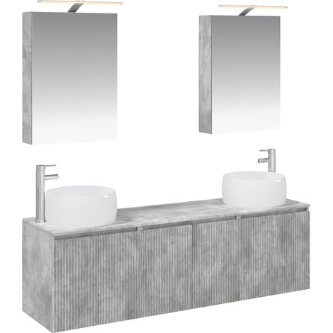 Ensemble d'armoire de salle de bain 5 pcs Gris béton vidaXL (1/5)