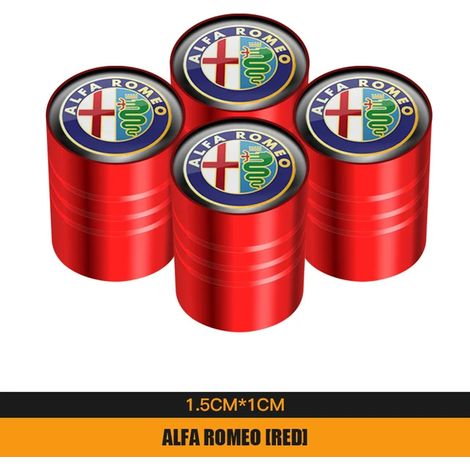 (A rouge) 4 pièces bouchons de Valve de pneu en métal couvercle de tiges d'air de pneu de voiture adapté pour 159 147 156 GT Giulietta Mito Giulia Stelvio Disco Volante (1/5)