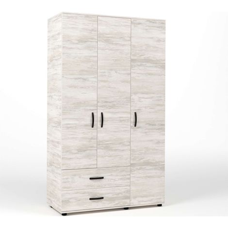 Kit Armadio 3 Ante + 2 Cassetti 120X52X205 Cm Bianco Ven.K083