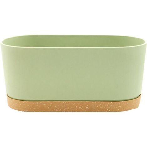 Pot de fleurs rectangulaire en plastique, pot de fleurs pour légumes, balcon, simple, pour chambre à coucher, balcon, salon (vert, A) 40 x 17,8 cm (1/4)