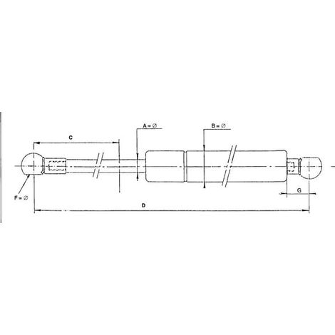 Vérin à gaz L575-500N STABILUS CA8127KE (1/2)
