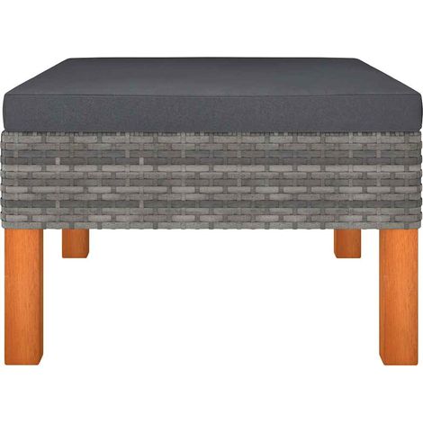 Maison Exclusive - Fußbank Poly Rattan und Eukalyptus Massivholz (1/4)