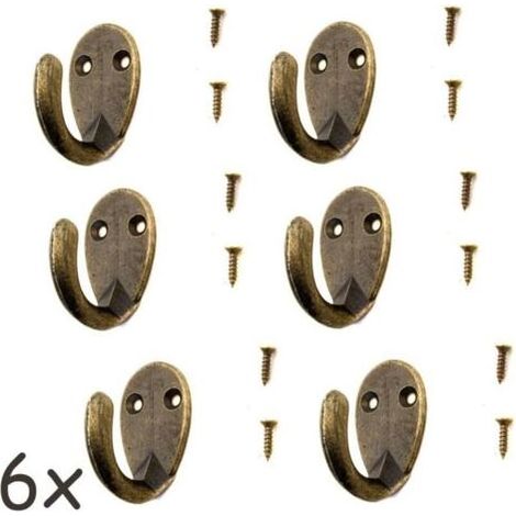 Lot de 6 crochets antiques pour porte-manteau, porte-serviettes, crochets en fer en laiton bronze, style vintage maison de campagne, rétro, ovale (1/4)