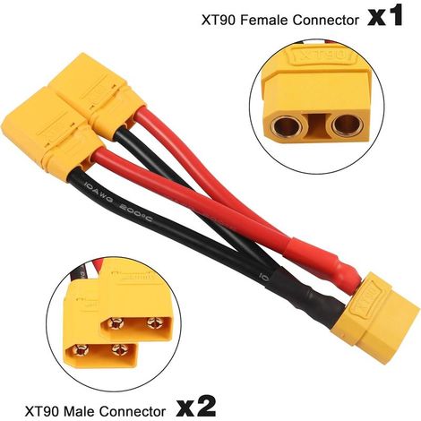 XT90 Parallel-Y-Splitter-Akkuverbinder 10AWG XT90 1 auf 2 Verlängerung für Quadcopter Multirotor RC LiPo-Akku (1/4)