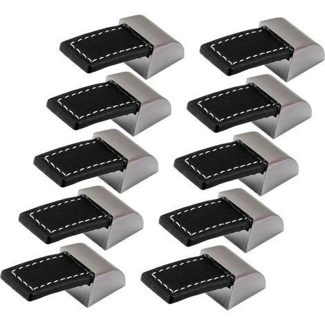 Poignee Cuir Tiroir 10pcs Poignées de Placard Noires Poignée en Cuir pour Meuble Poignée en cuir pour Armoire, Cuisine et Porte (1/4)