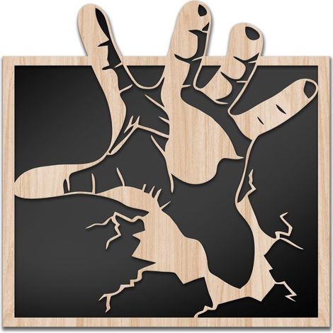 HAND - Quadro arredo LASERCUT composito Legno e PVC  60x60cm (1/3)