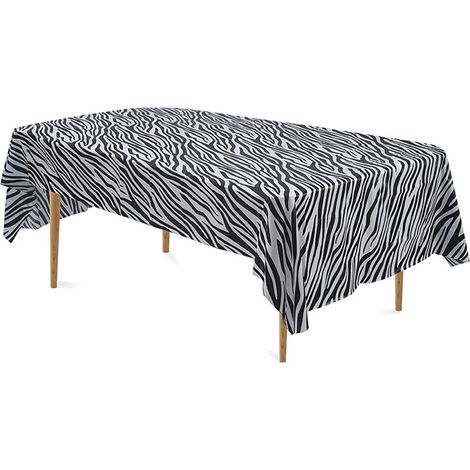 Tablecloth Animal - 108 x 54 Pouces - Imprimé Safari Tigre Zèbre Girafe - Pour Fête Thème Jungle - Lot de 3 (1/5)